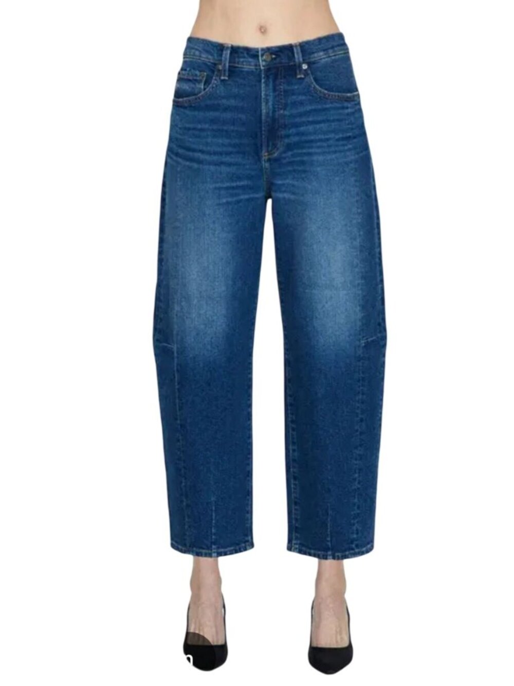 Pistola Eli High Waist Crop Barrel Leg Jean Dark Wash Trending Size 27